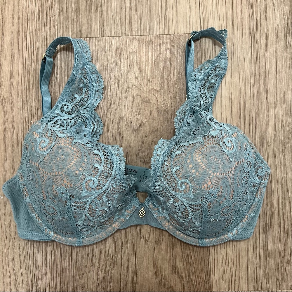 ThirdLove 24/7 Lace Contour Plunge Bra in Soft Blue - 30D1/2